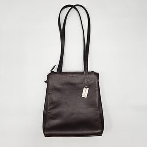 Nine West‎ Vintage Brown Smooth Leather Double Strap Shoulder Bag